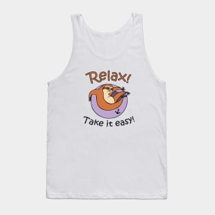 Print with sloth. Funny character. Sloth illustration. Exclusive present. Tank Top